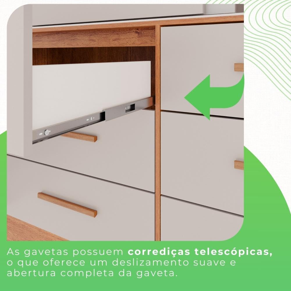 Guarda Roupa Solteiro 2 Portas 6 Gavetas Luana Sallêto Móveis