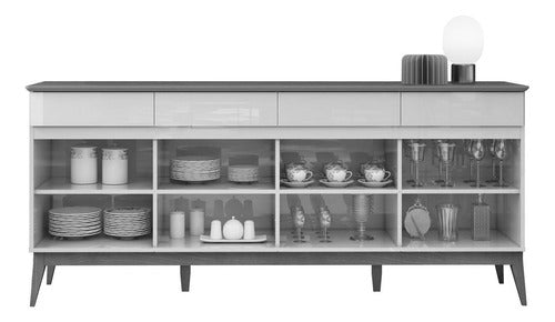 Buffet Aparador Magnum Off White Com Cedro