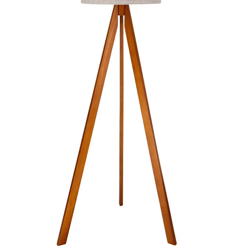 Abajur De Chão Tripé 1,50 Cm Completo Com Cúpula Tecido Linho E Fiação Luminária De Piso Para Sala