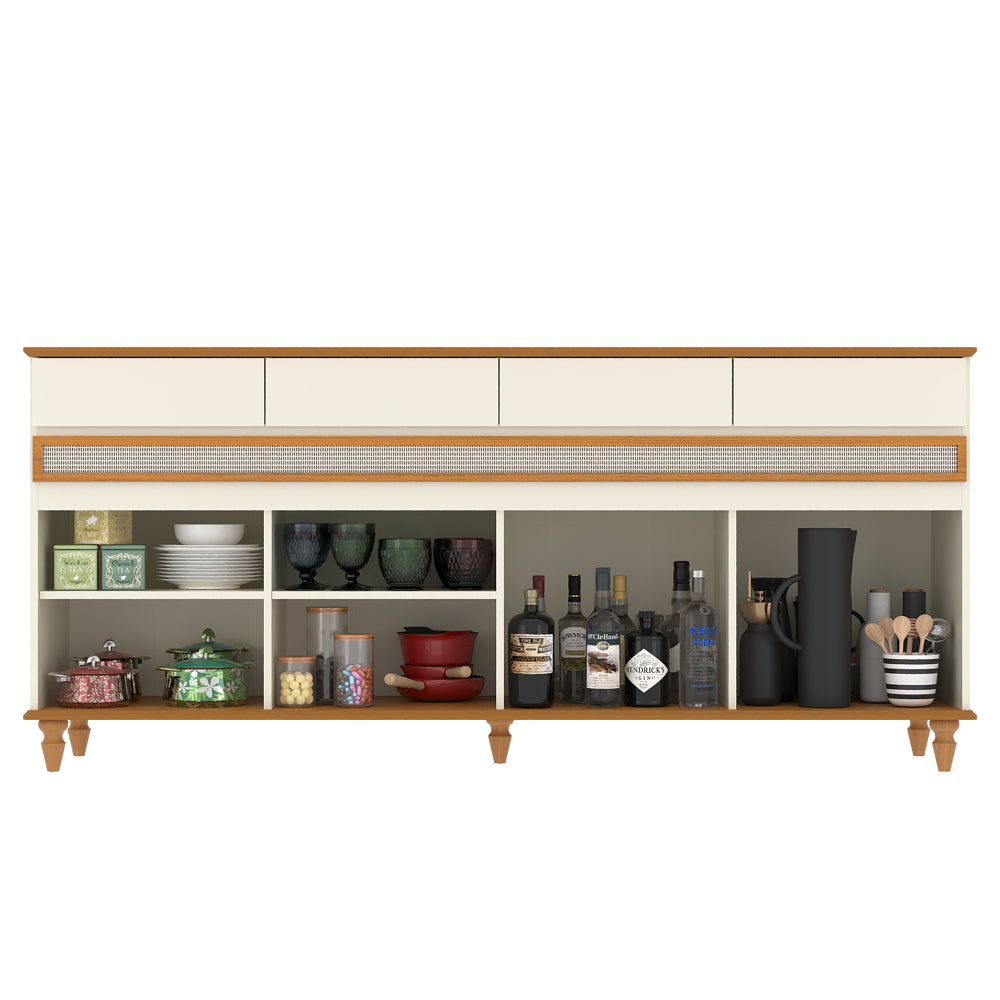 Aparador Buffet 4 Portas 4 Gavetas com Pés em Madeira Maciça Dublin