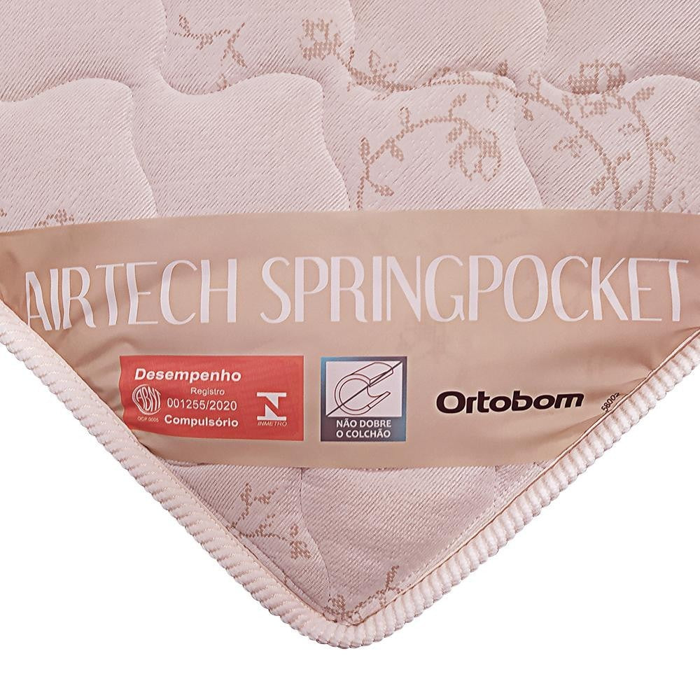 Cama Box Baú Casal + Colchão de Molas Ensacadas Ortobom AirTech SpringPocket 138cm