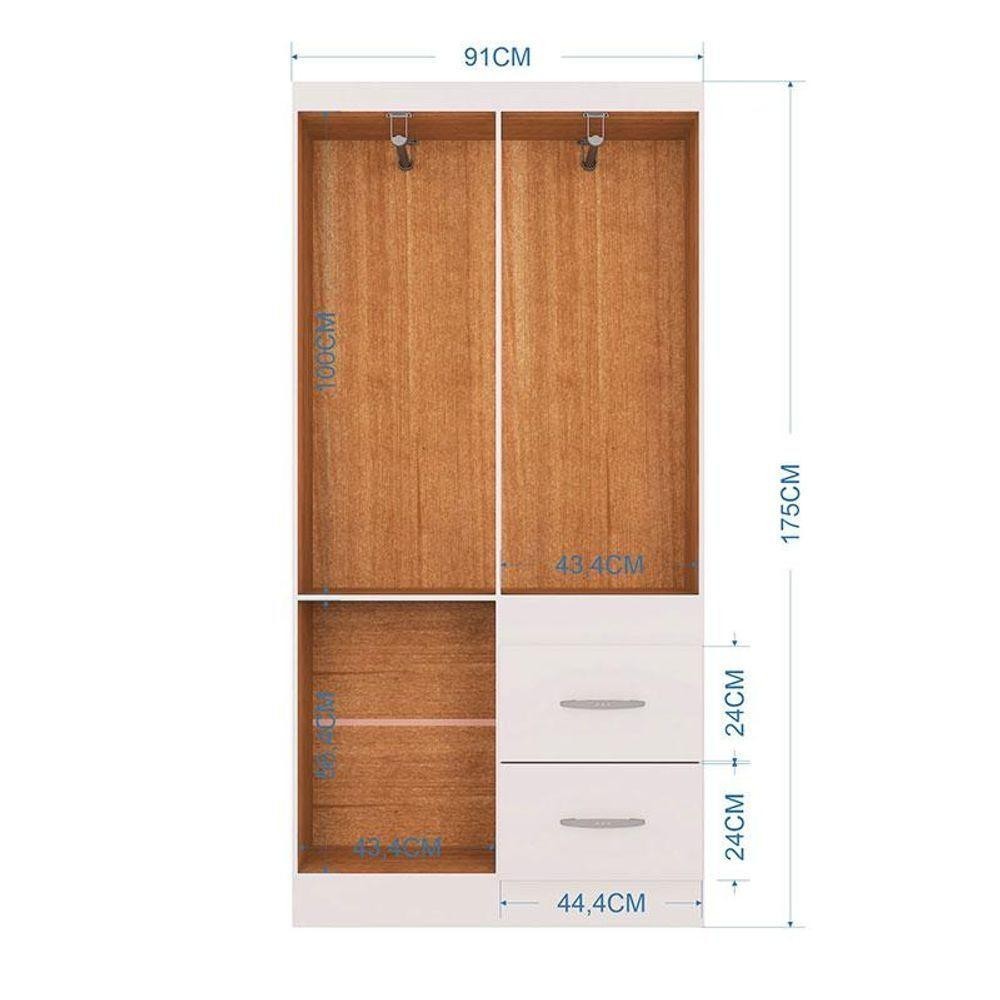 Guarda Roupa Solteiro Milão 4 Portas Branco Brilho - Poquema