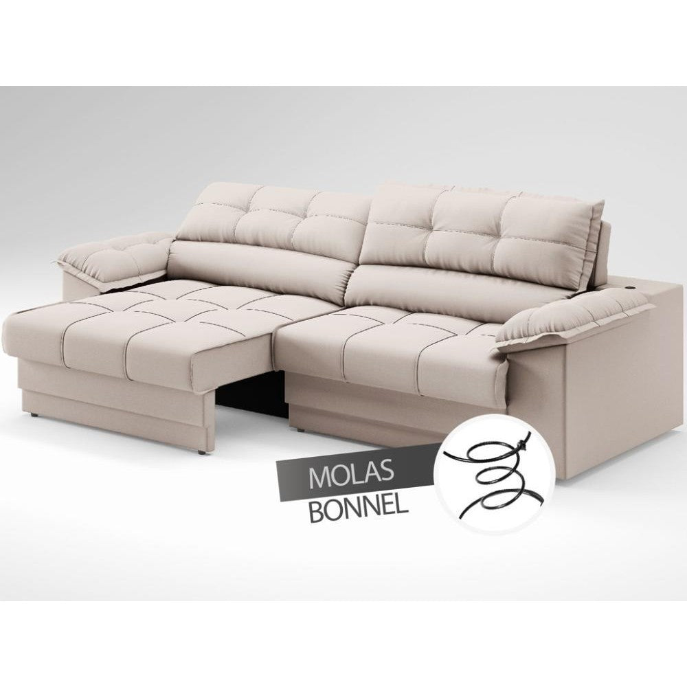 Sofá com Carregador USB e Molas no Assento Retrátil Reclinável Mimo 2,30m Velosuede - NETSOFAS