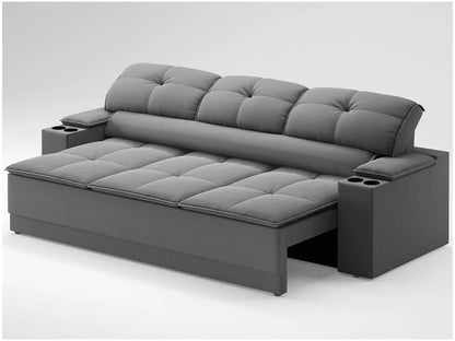 Sofá 3 Lugares Retrátil e Reclinável Tom com Porta-Copos Velosuede 2,05m