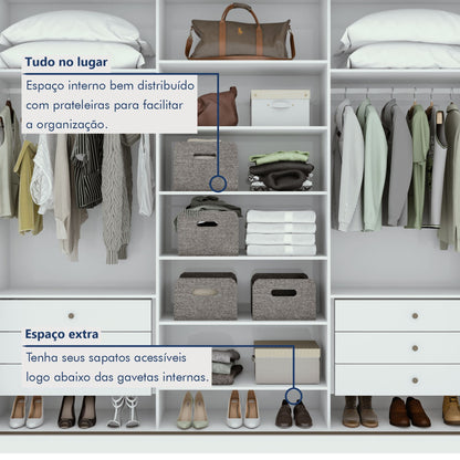 Guarda-Roupa Casal Spazio 3 Portas 6 Gavetas 100% MDF Branco
