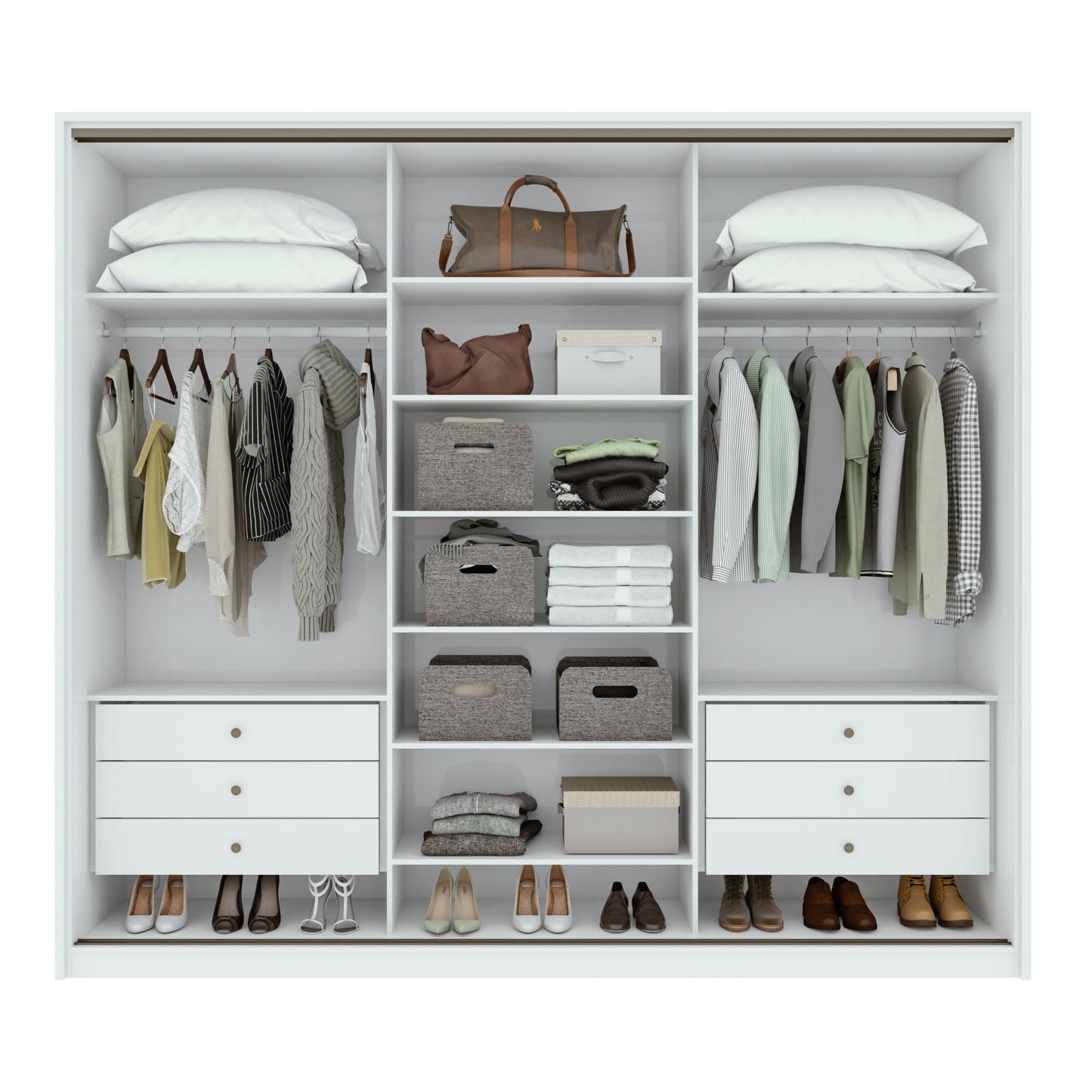 Guarda-Roupa Casal Spazio 3 Portas 6 Gavetas 100% MDF Branco