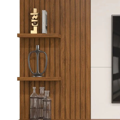 Painel Para Tv até 60 Polegadas Ripado com Nichos Bento Freijó/Off White