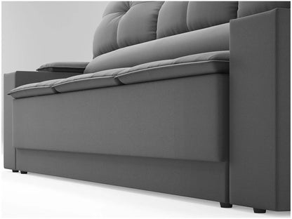 Sofá 3 Lugares Retrátil e Reclinável Tom com Porta-Copos Velosuede 2,05m