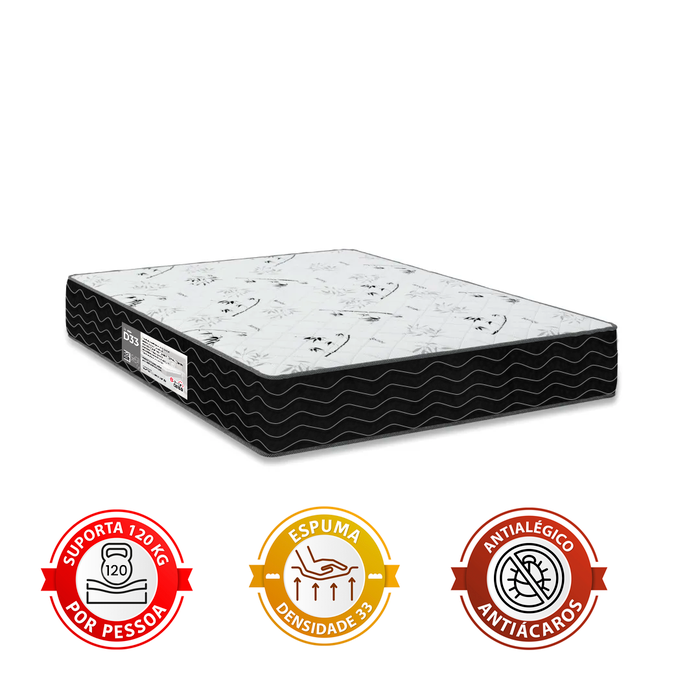 Cama Box Casal Bipartido + Colchão D33 One Face