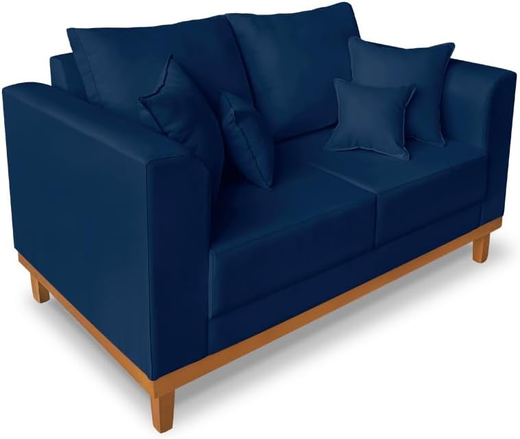 Sofá 2 Lugares Beny Base de Madeira Linho Cotton