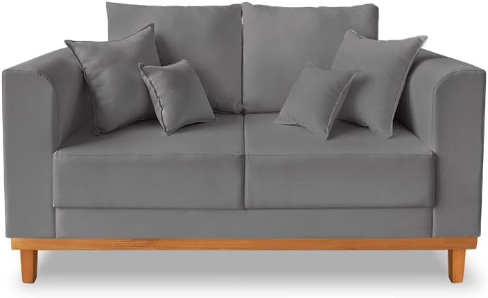 Sofá 2 Lugares Beny Base de Madeira Linho Cotton