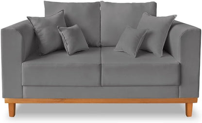 Sofá 2 Lugares Beny Base de Madeira Linho Cotton