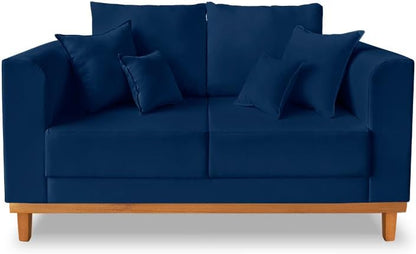 Sofá 2 Lugares Beny Base de Madeira Linho Cotton