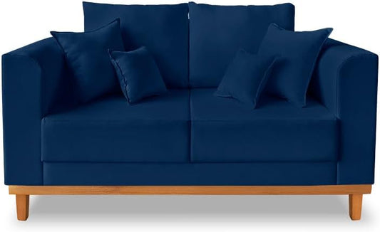 Sofá 2 Lugares Beny Base de Madeira Linho Cotton