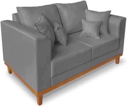 Sofá 2 Lugares Beny Base de Madeira Linho Cotton