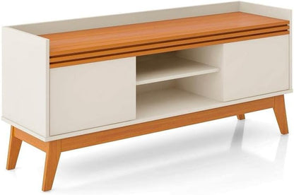 Rack para Tv até 50 Polegadas 2 Portas Ripado Astúrias 136cm Cor:off White/cedro