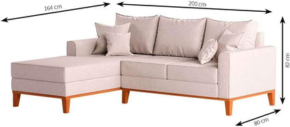 Sofá 3 Lugares Beny Com Chaise Esquerdo Linho Cru