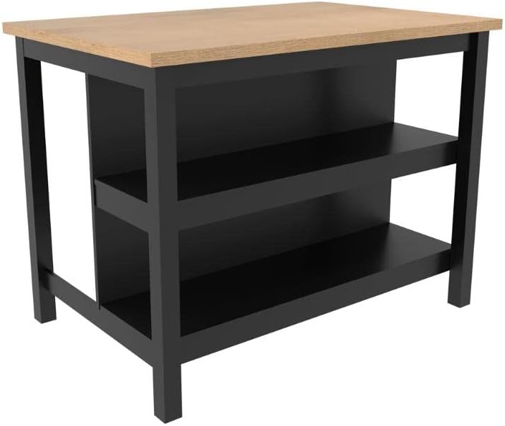 Ilha Cozinha Ditália 2 Prateleiras Preto Cd-1019