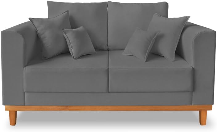 Sofá 2 Lugares Beny Base de Madeira Linho Cotton