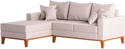 Sofá 3 Lugares Beny Com Chaise Esquerdo Linho Cru