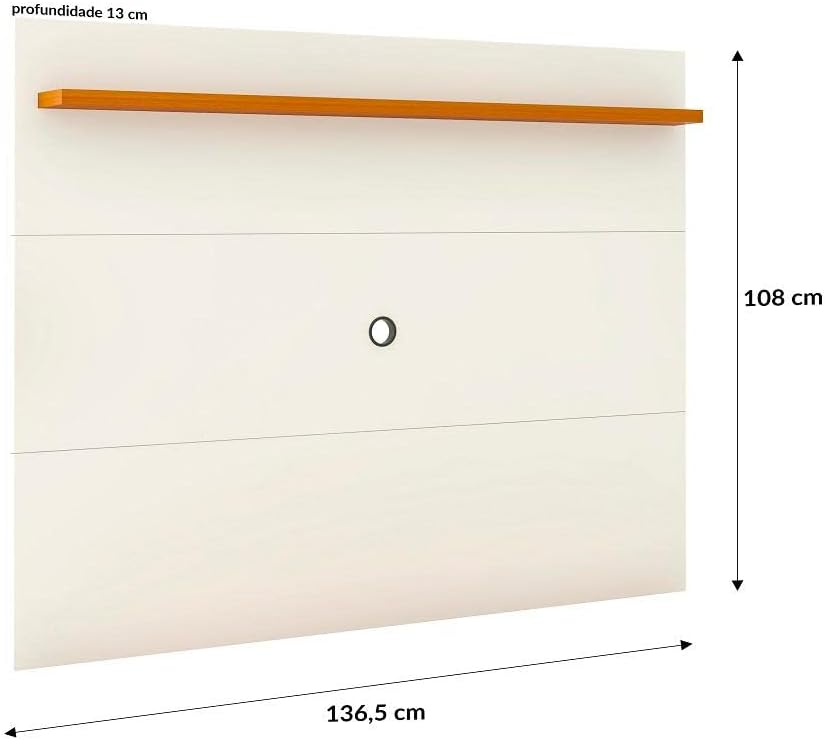 VIANOSSA - Rack ripado 2 Portas com Painel para Tv 50 Polegadas Astúrias 136cm Cor:off White/cedro