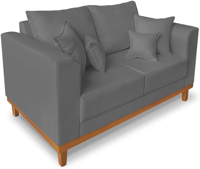 Sofá 2 Lugares Beny Base de Madeira Linho Cotton