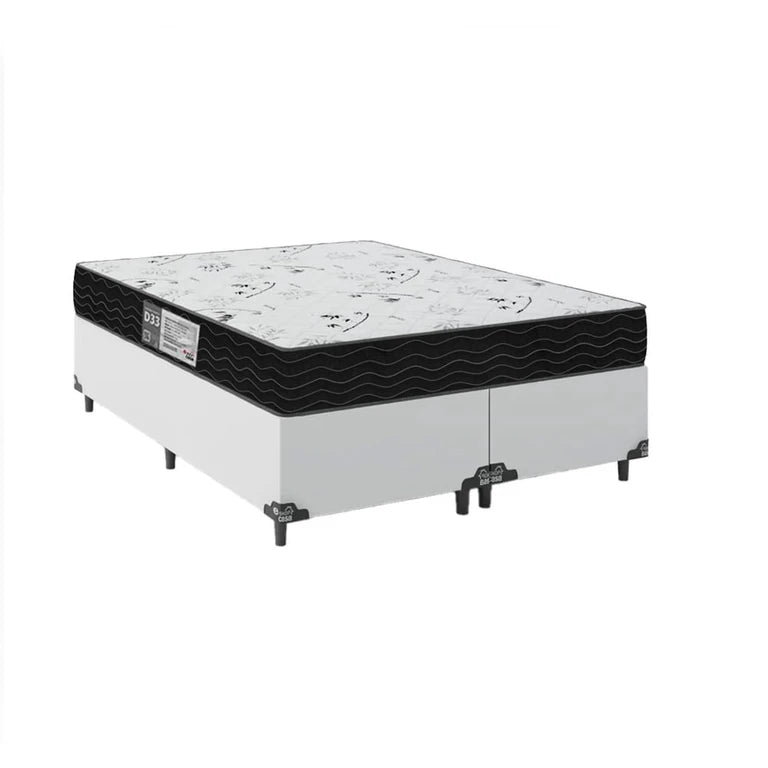 Cama Box Casal Bipartido + Colchão D33 One Face