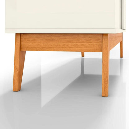 VIANOSSA - Rack ripado 2 Portas com Painel para Tv 50 Polegadas Astúrias 136cm Cor:off White/cedro