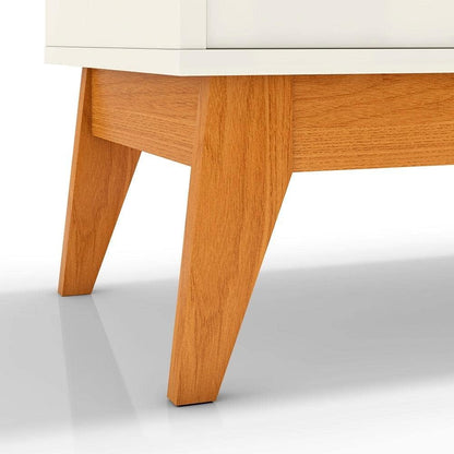 VIANOSSA - Rack ripado 2 Portas com Painel para Tv 50 Polegadas Astúrias 136cm Cor:off White/cedro