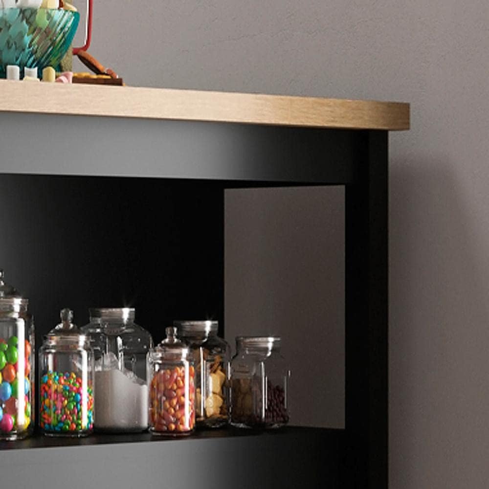 Ilha Cozinha Ditália 2 Prateleiras Preto Cd-1019