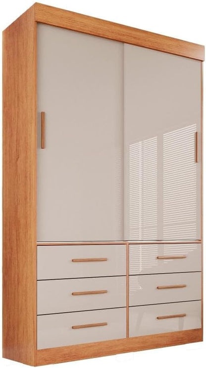 Guarda Roupa Solteiro 2 Portas 6 Gavetas Luana Sallêto Móveis
