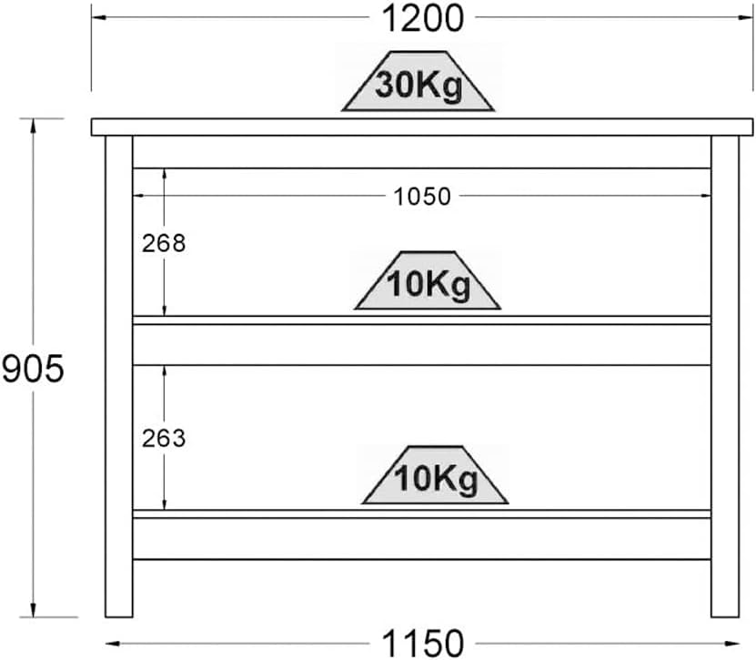 Ilha Cozinha Ditália 2 Prateleiras Preto Cd-1019