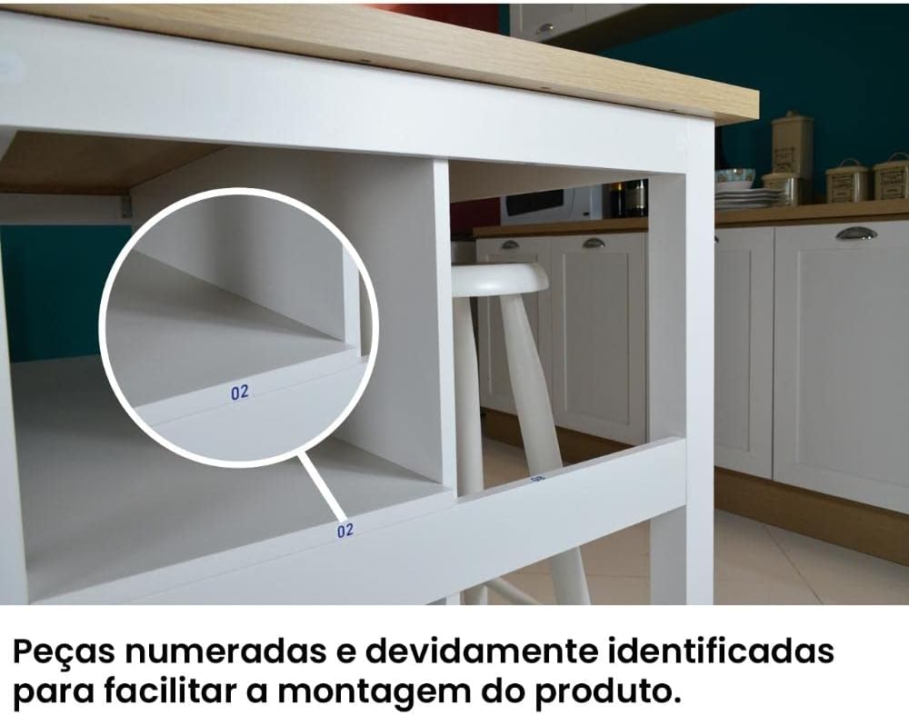 Ilha Cozinha Ditália 2 Prateleiras Preto Cd-1019