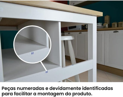 Ilha Cozinha Ditália 2 Prateleiras Preto Cd-1019