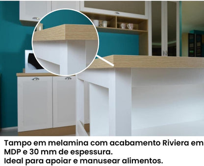 Ilha Cozinha Ditália 2 Prateleiras Preto Cd-1019