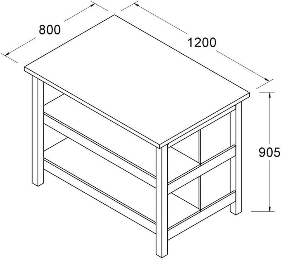 Ilha Cozinha Ditália 2 Prateleiras Preto Cd-1019