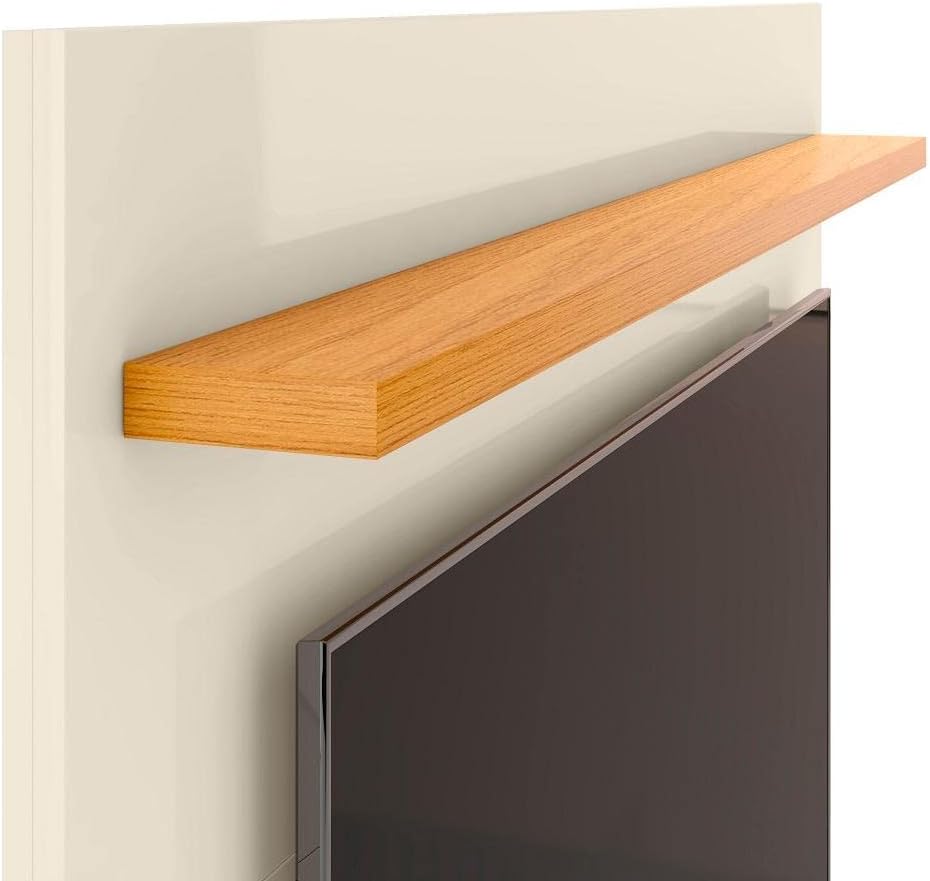 VIANOSSA - Rack ripado 2 Portas com Painel para Tv 50 Polegadas Astúrias 136cm Cor:off White/cedro