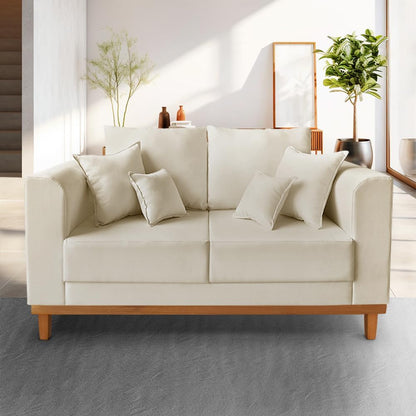 Sofá 2 Lugares Beny Base de Madeira Linho Cotton