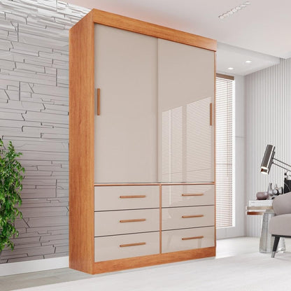 Guarda Roupa Solteiro 2 Portas 6 Gavetas Luana Sallêto Móveis