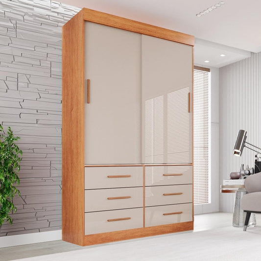 Guarda Roupa Solteiro 2 Portas 6 Gavetas Luana Sallêto Móveis