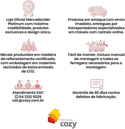 Ilha Cozinha Ditália 2 Prateleiras Preto Cd-1019