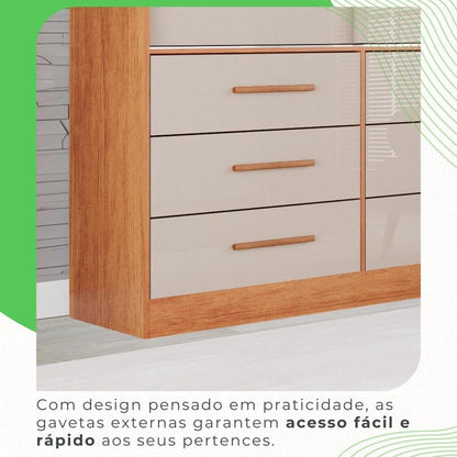 Guarda Roupa Solteiro 2 Portas 6 Gavetas Luana Sallêto Móveis
