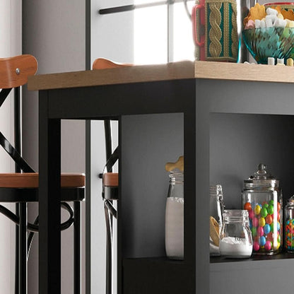 Ilha Cozinha Ditália 2 Prateleiras Preto Cd-1019