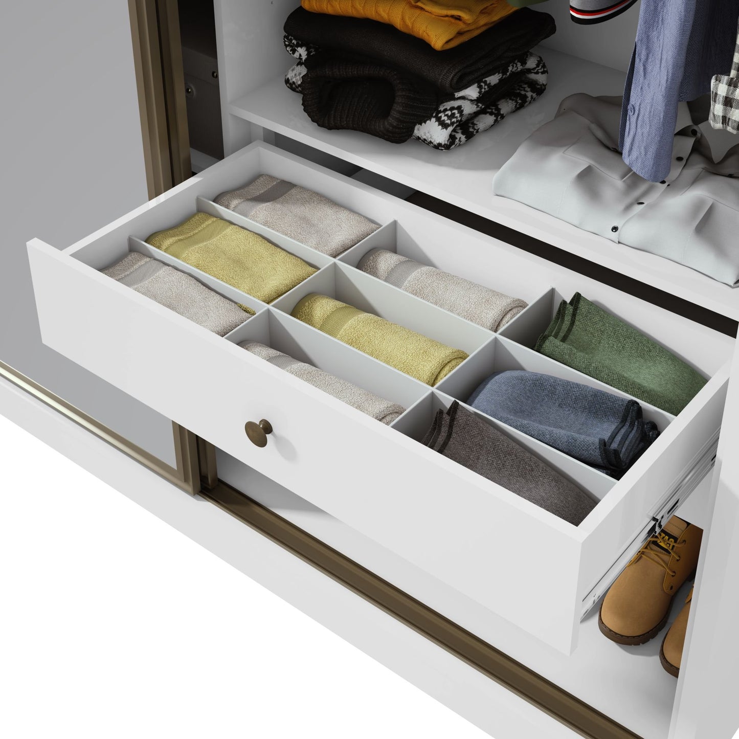 Guarda-Roupa Casal Spazio 3 Portas 6 Gavetas 100% MDF Branco