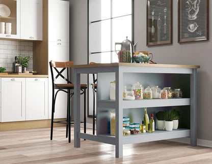 Ilha Cozinha Ditália 2 Prateleiras Preto Cd-1019