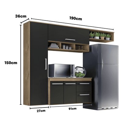 Armário Cozinha Compacta Lua 4 Portas 2 Gavetas