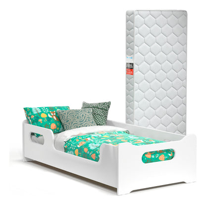Mini Cama Infantil Montessoriana Encanto Para Quarto De Criança Menina E Menino Com Colchão E Proteção Lateral Cor Branco