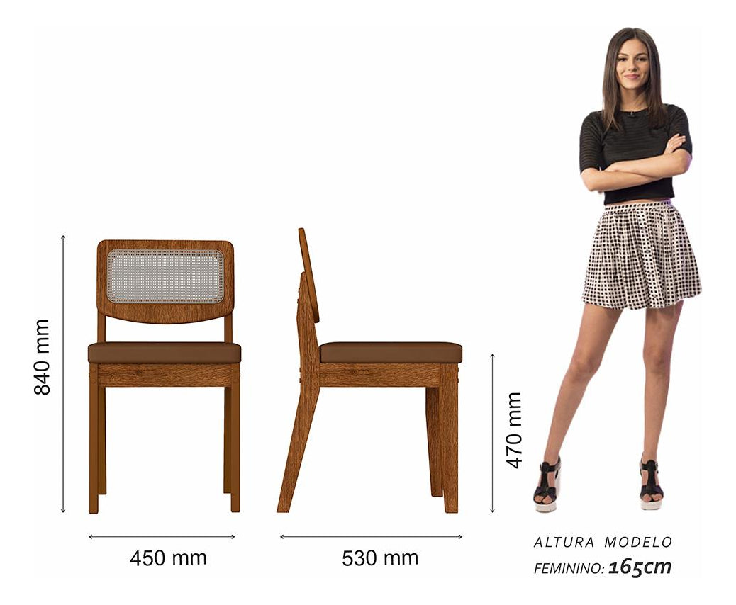 Mesa 4 Cadeiras Redonda C/vidro Santorini Fre/off/caramelo Cor Freijó/off Pre/corino Caramelo