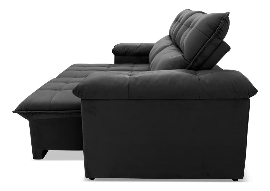 Sofá Retrátil Reclinável King House Verona 2,00m Velut Cinza C/ Molas