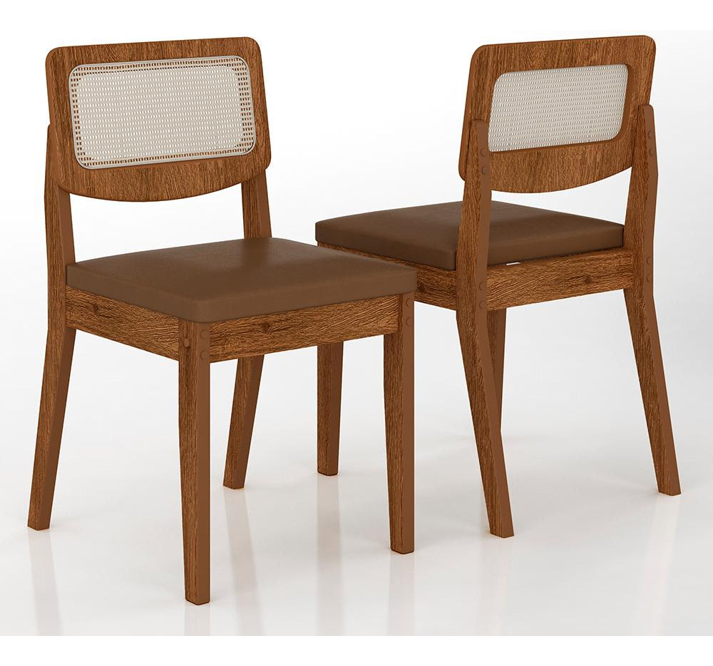 Mesa 4 Cadeiras Redonda C/vidro Santorini Fre/off/caramelo Cor Freijó/off Pre/corino Caramelo